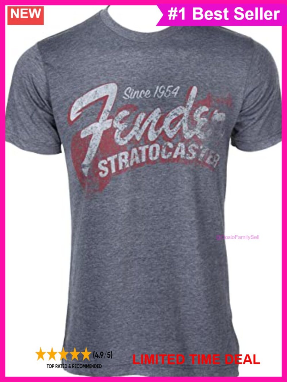 Fender Since 1954 Stratocaster Graphic Tee Cotton Polyester Crew Neck Classic
